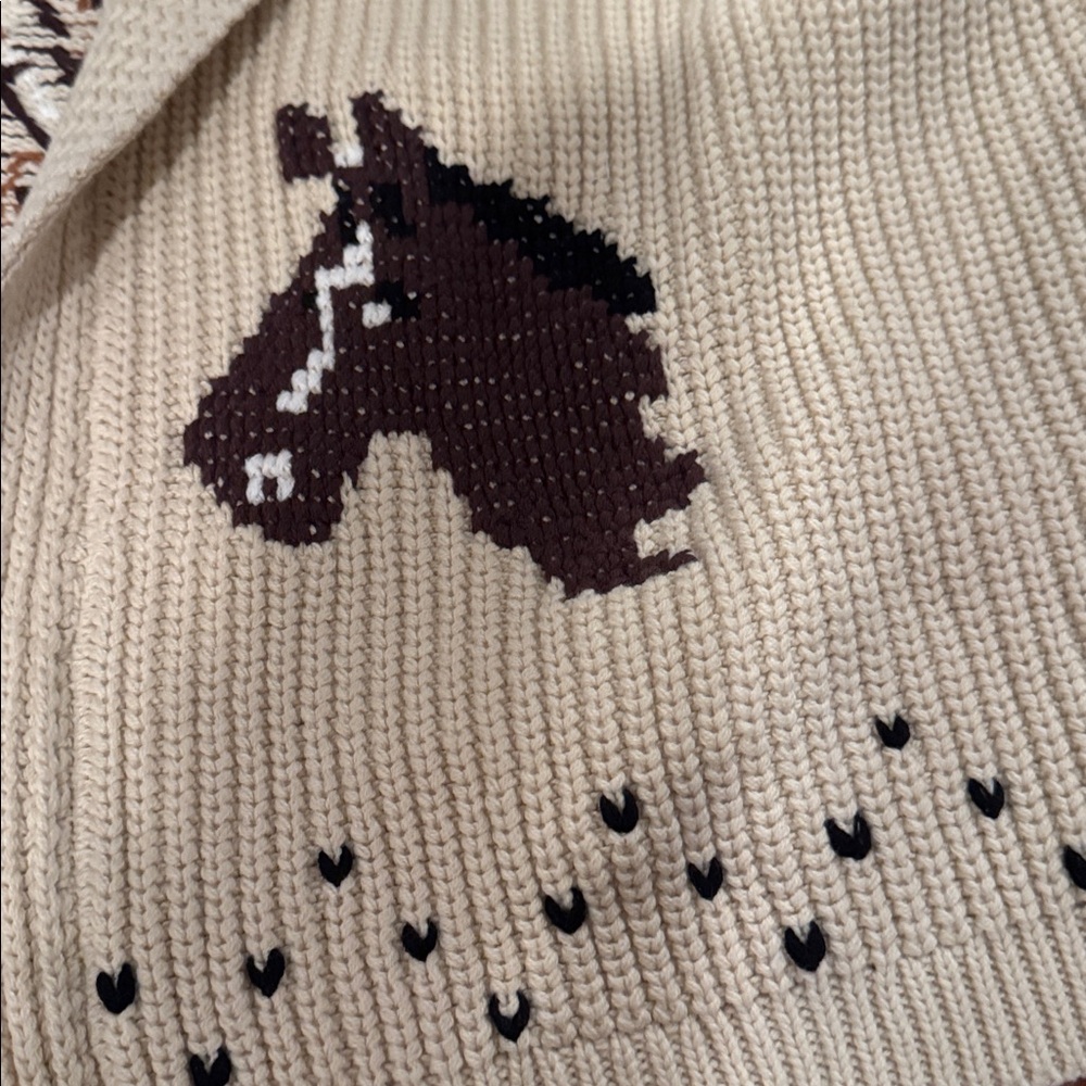 The Great. NWT The Horse Lodge Cardigan Open cardigan with horse motif - Picture 10 of 12